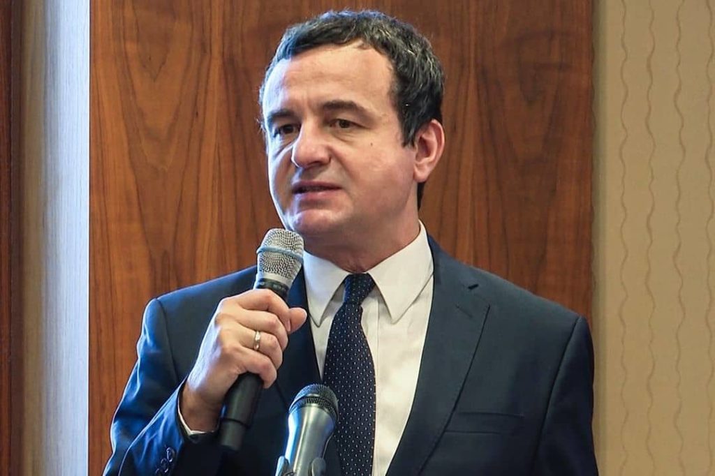 Albin Kurti during speech