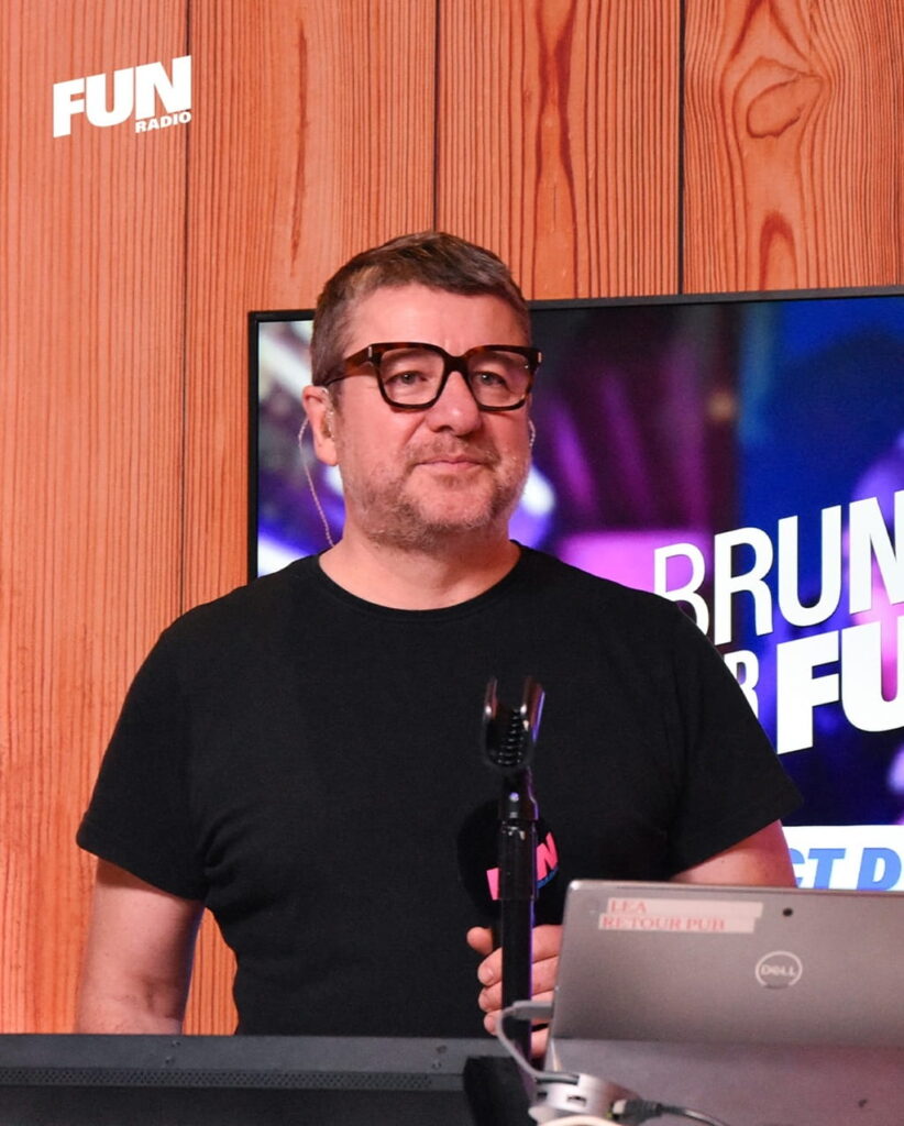 Bruno Guillon during fun radio show