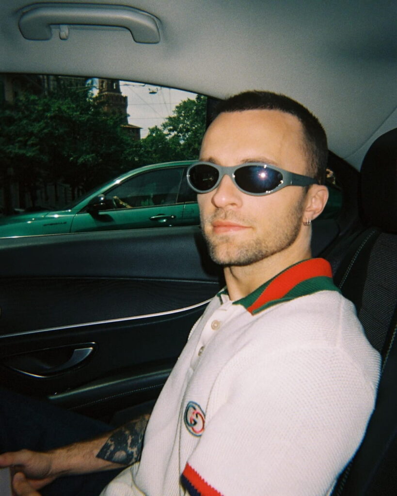 Squeezie inside car
